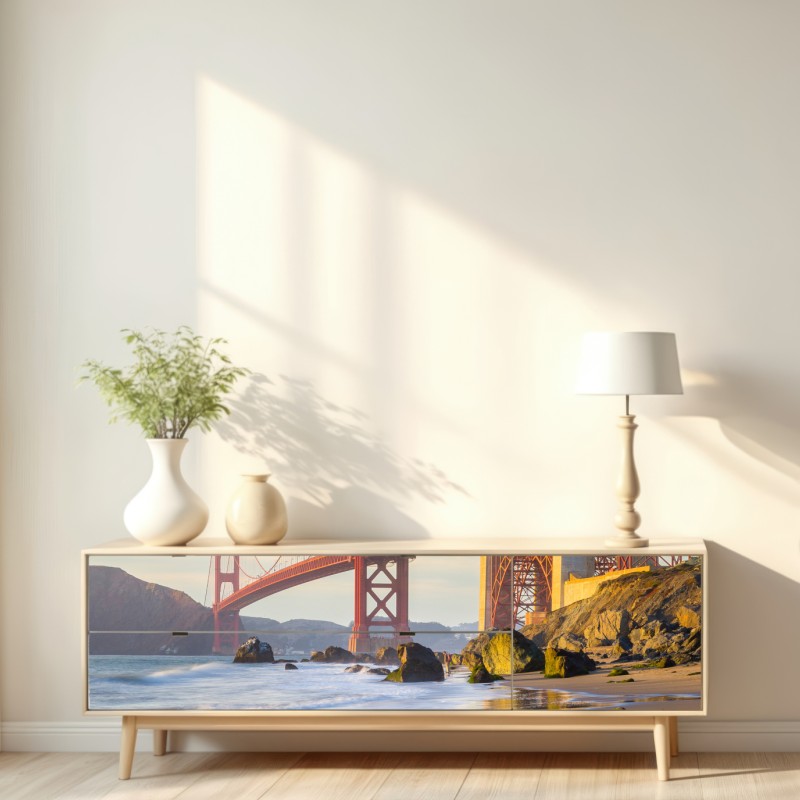 Naklejka repozycjonowalna most Golden Gate odbicie na brzegu – Wallissimo® Naklejka repozycjonowalna most Golden Gate odbicie na brzegu – Wallissimo®