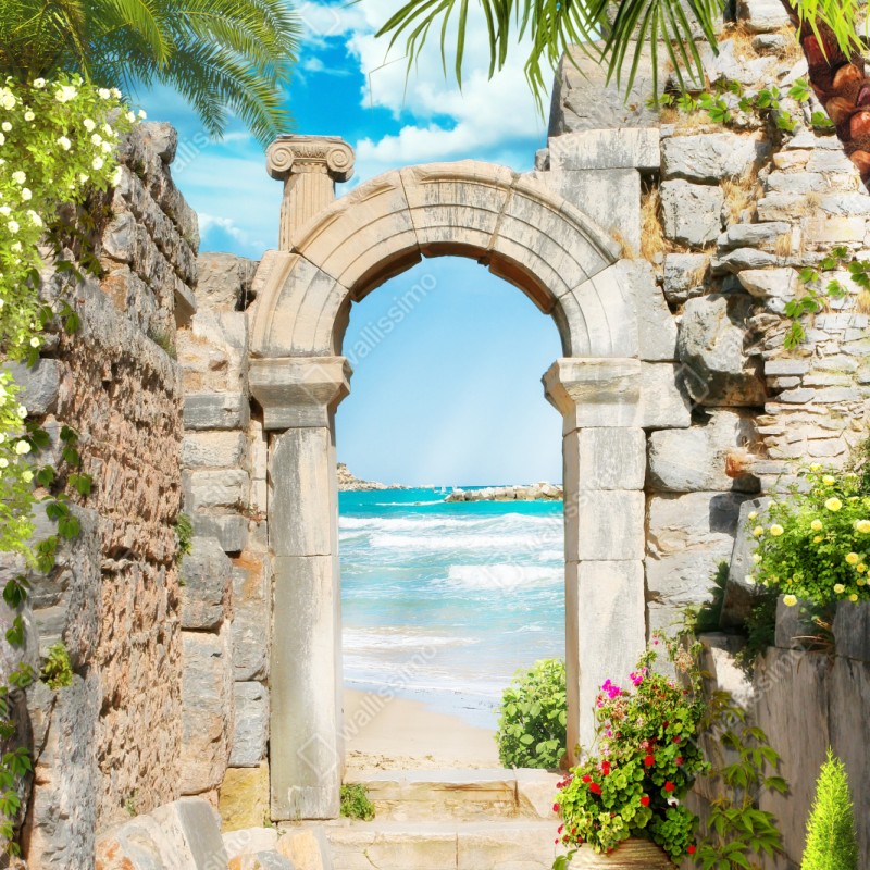 Naklejka repozycjonowalna słoneczny łuk prowadzący do morza – Wallissimo® Naklejka repozycjonowalna słoneczny łuk prowadzący do morza – Wallissimo®