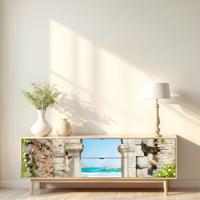 Naklejka repozycjonowalna słoneczny łuk prowadzący do morza – Wallissimo® Naklejka repozycjonowalna słoneczny łuk prowadzący do morza – Wallissimo®