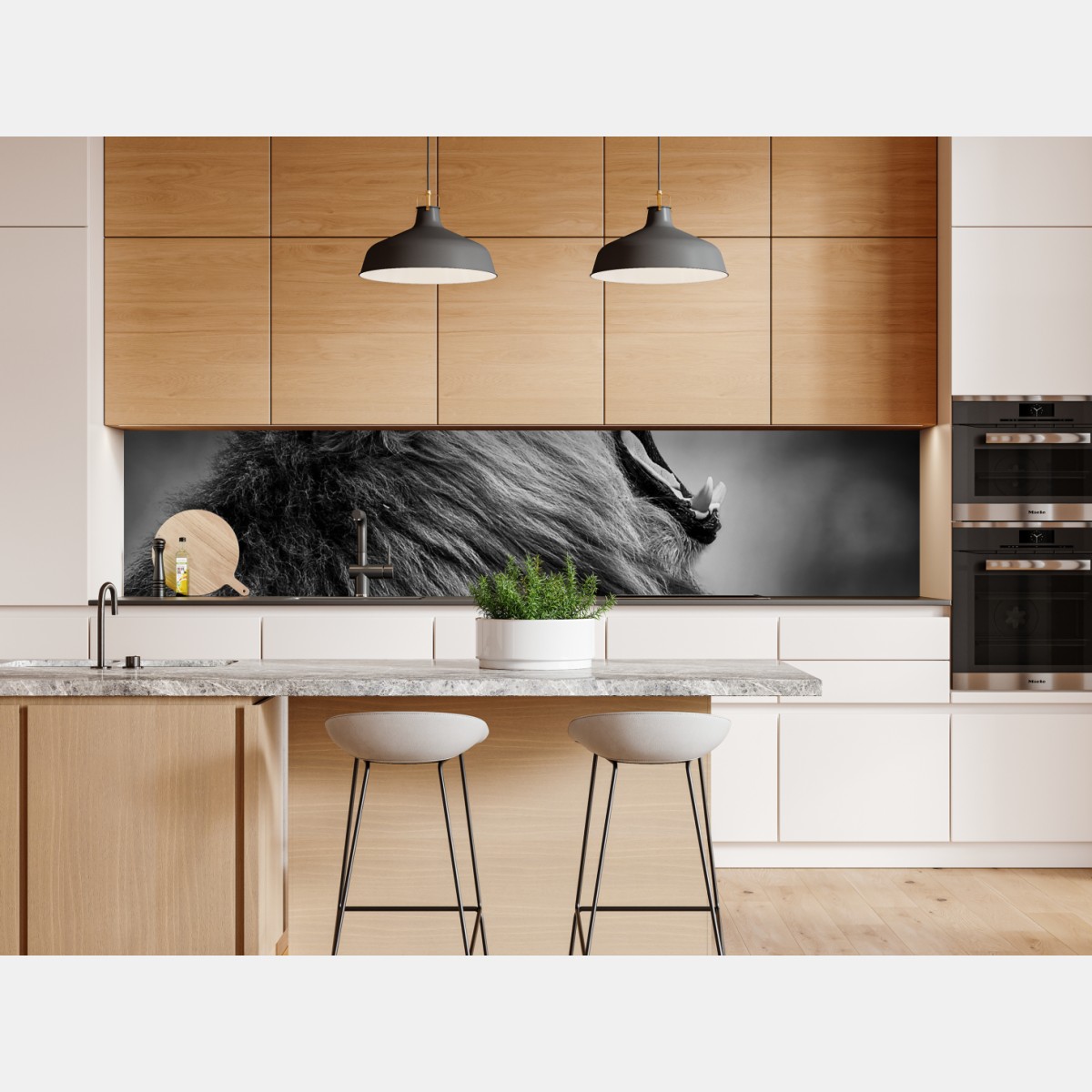 Naklejka repozycjonowalna majestatyczny ryczący lew w monochromie – Wallissimo® Naklejka repozycjonowalna majestatyczny ryczący lew w monochromie – Wallissimo®