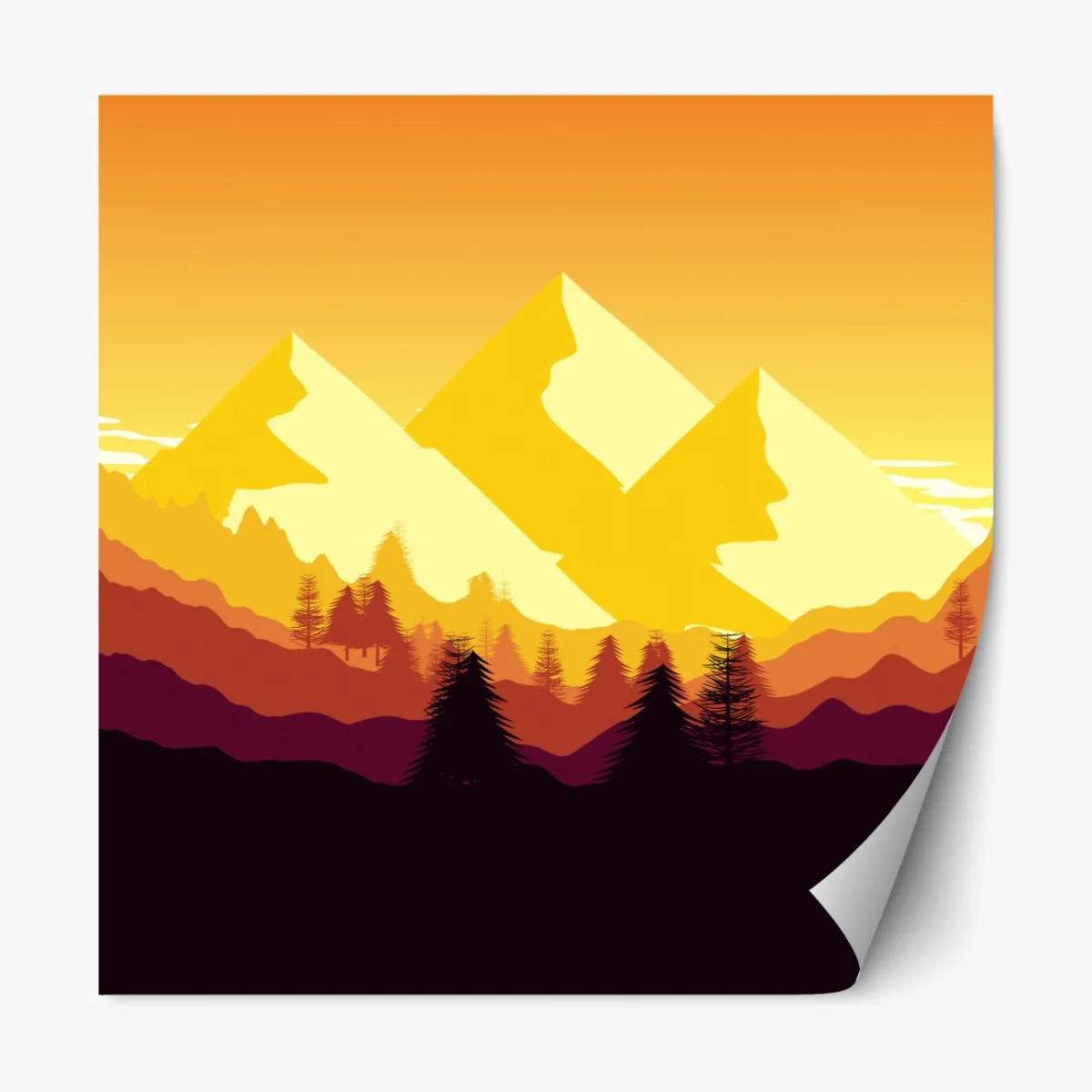 Naklejka repozycjonowalna złoty zachód słońca nad górami – Wallissimo® Naklejka repozycjonowalna złoty zachód słońca nad górami – Wallissimo®