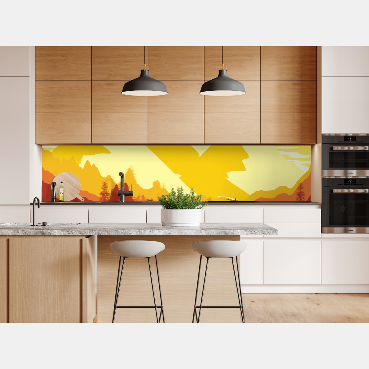 Naklejka repozycjonowalna złoty zachód słońca nad górami – Wallissimo® Naklejka repozycjonowalna złoty zachód słońca nad górami – Wallissimo®