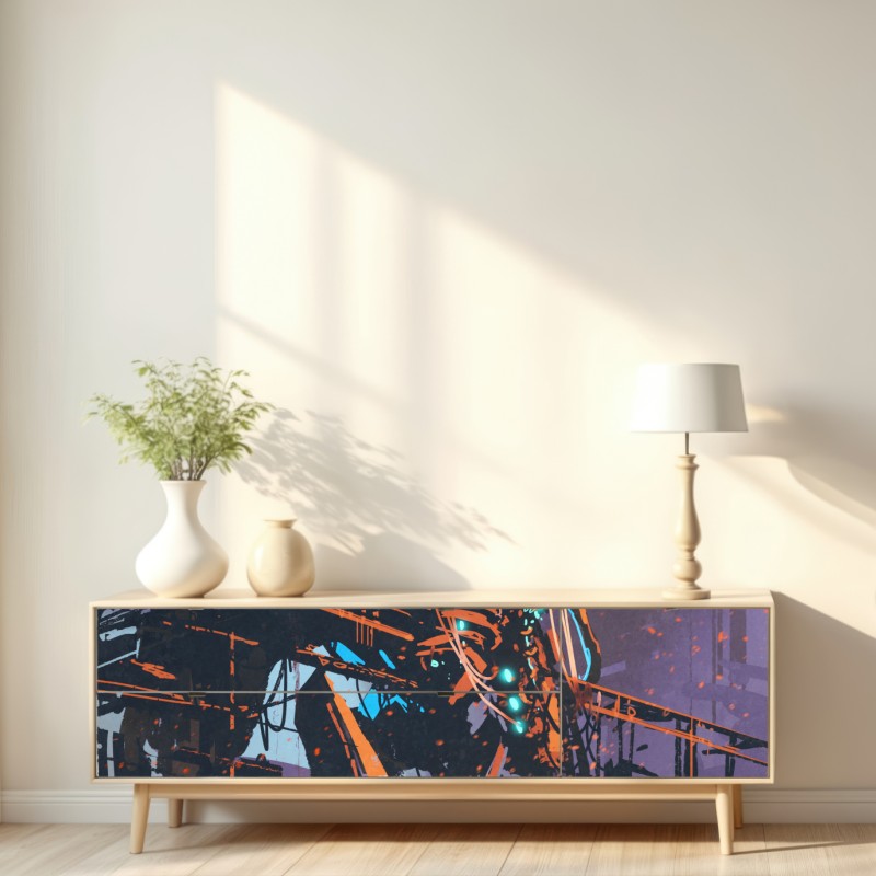 Naklejka repozycjonowalna ogromny mech w opuszczonej fabryce – Wallissimo® Naklejka repozycjonowalna ogromny mech w opuszczonej fabryce – Wallissimo®