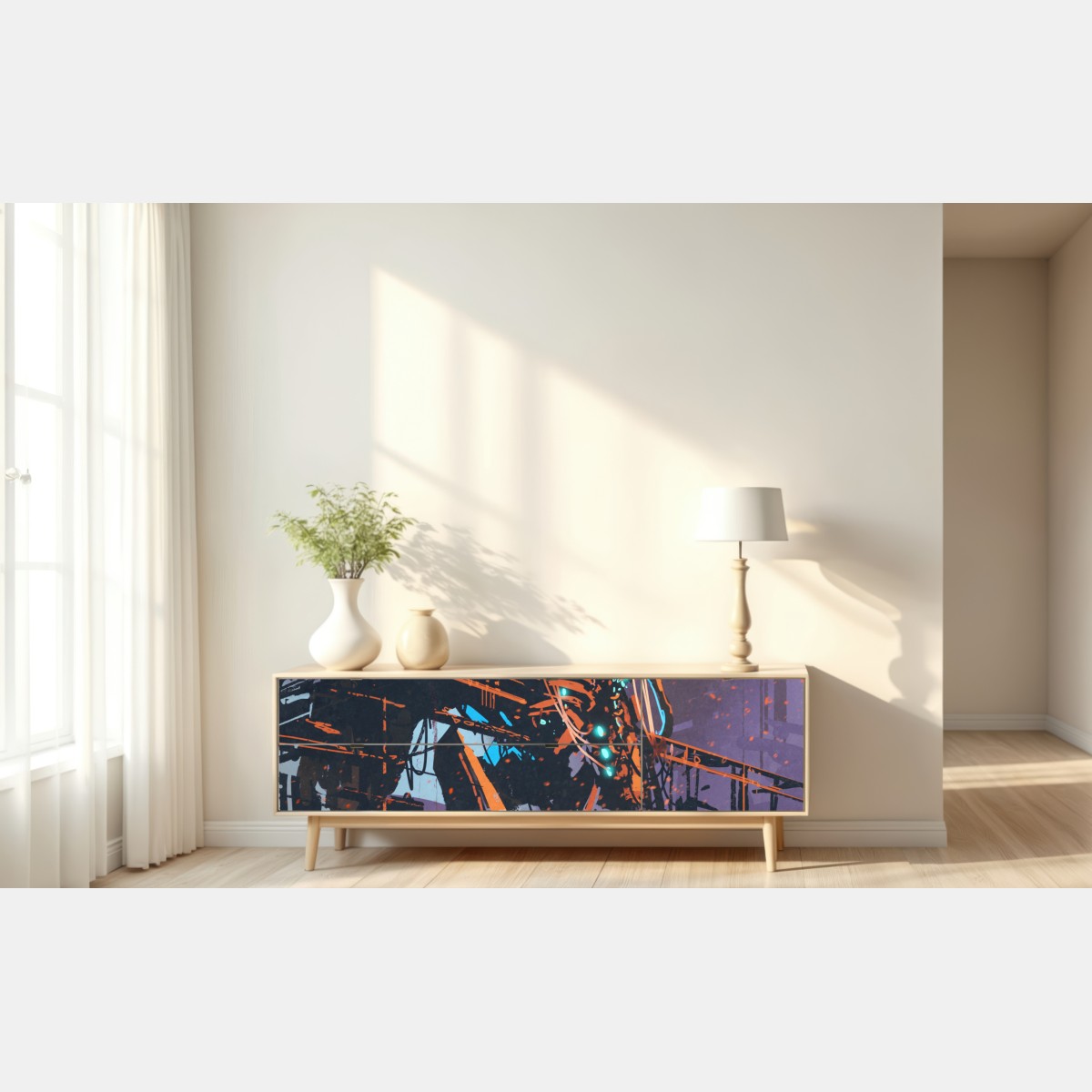 Naklejka repozycjonowalna ogromny mech w opuszczonej fabryce – Wallissimo® Naklejka repozycjonowalna ogromny mech w opuszczonej fabryce – Wallissimo®