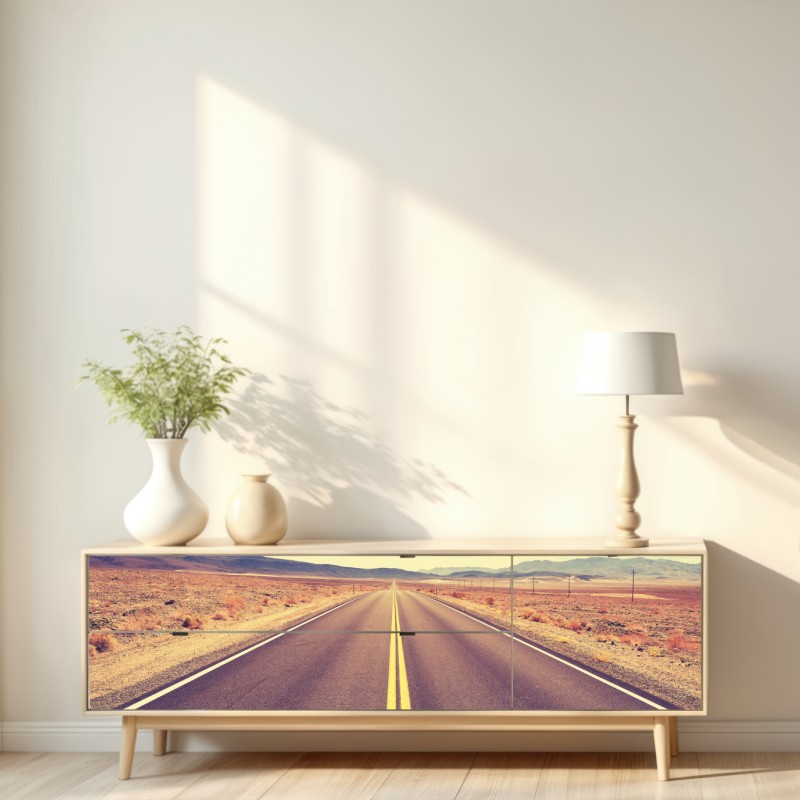 Naklejka repozycjonowalna vintageowa droga przez pustynię, Dolina Śmierci – Wallissimo® Naklejka repozycjonowalna vintageowa droga przez pustynię, Dolina Śmierci – Wallissimo®