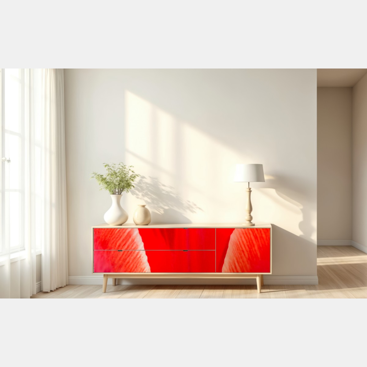 Naklejka repozycjonowalna intensywny czerwony tulipan zbliżenie – Wallissimo® Naklejka repozycjonowalna intensywny czerwony tulipan zbliżenie – Wallissimo®