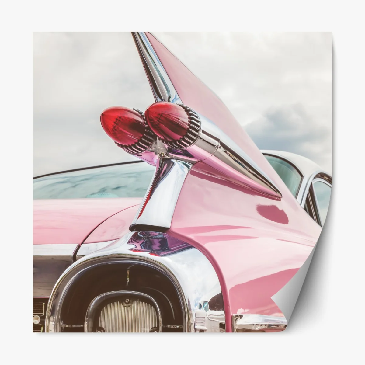 Naklejka repozycjonowalna różowy retro klasyczny samochód płetwa – Wallissimo® Naklejka repozycjonowalna różowy retro klasyczny samochód płetwa – Wallissimo®