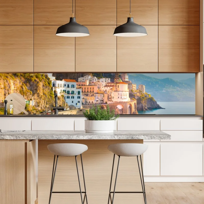 Naklejka repozycjonowalna tropikalny zachód słońca z palmami – Wallissimo®