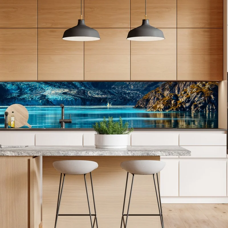 Naklejka repozycjonowalna spokojne turkusowe jezioro górskie