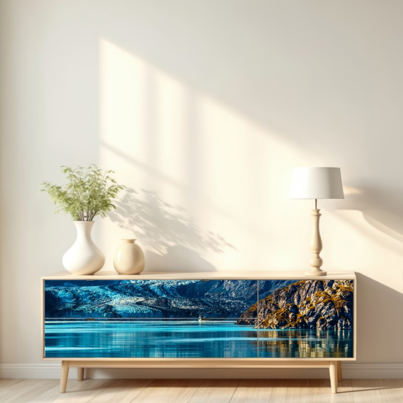 Naklejka repozycjonowalna spokojne turkusowe jezioro górskie – Wallissimo® Naklejka repozycjonowalna spokojne turkusowe jezioro górskie – Wallissimo®