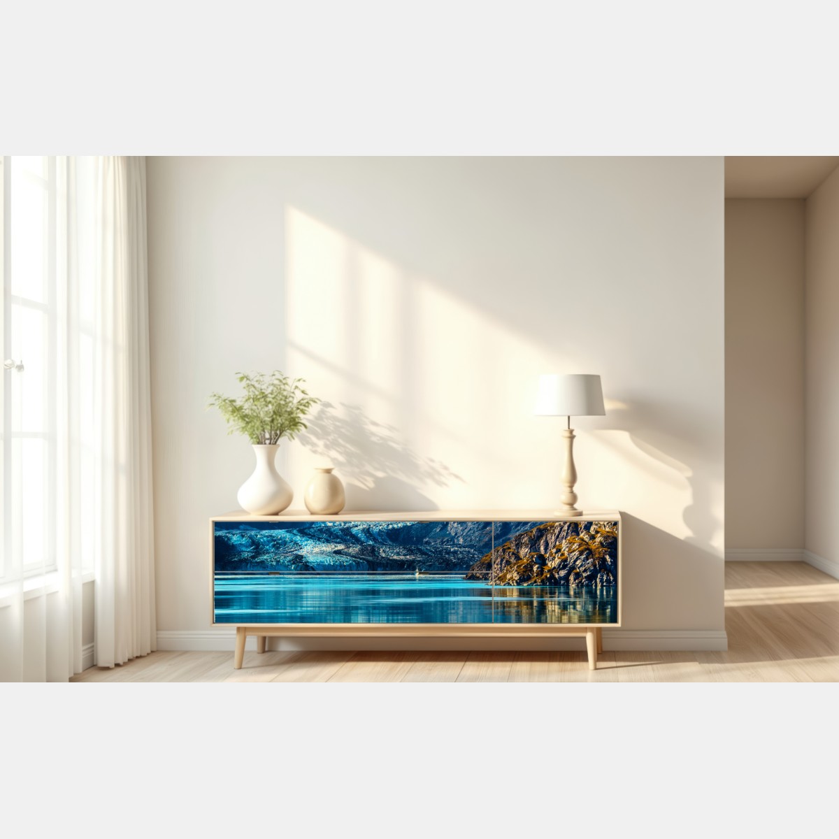 Naklejka repozycjonowalna spokojne turkusowe jezioro górskie – Wallissimo® Naklejka repozycjonowalna spokojne turkusowe jezioro górskie – Wallissimo®