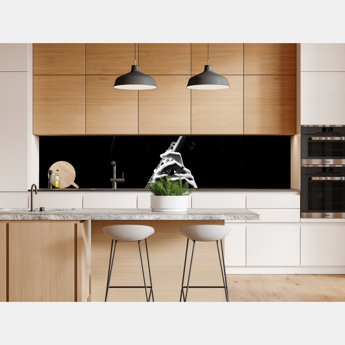 Naklejka repozycjonowalna elegancka sylwetka flecistki – Wallissimo® Naklejka repozycjonowalna elegancka sylwetka flecistki – Wallissimo®