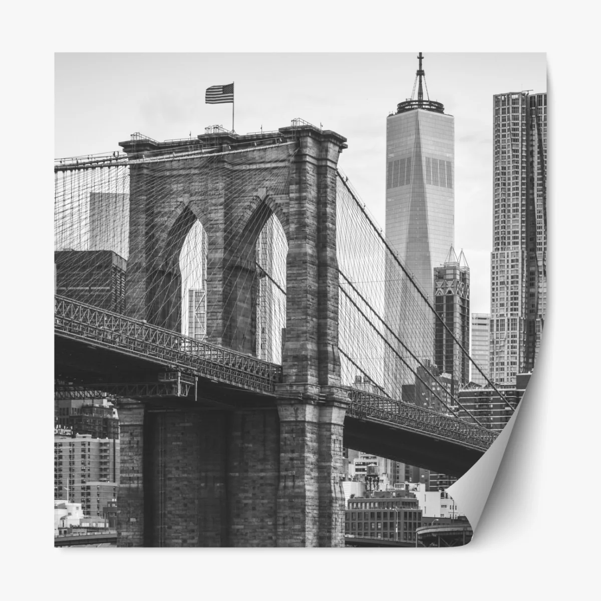 Naklejka repozycjonowalna most brooklyński w czerni i bieli – Wallissimo® Naklejka repozycjonowalna most brooklyński w czerni i bieli – Wallissimo®