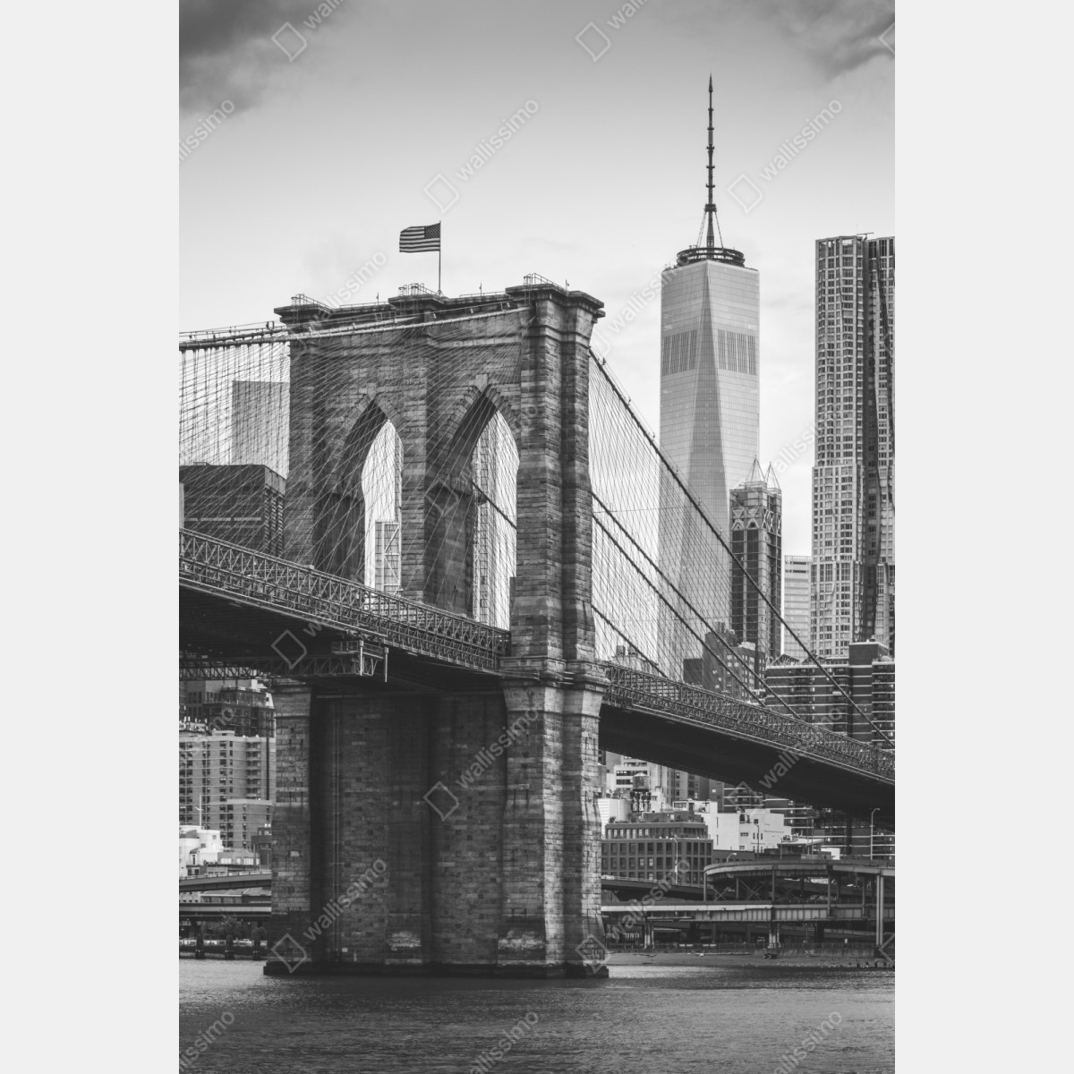 Naklejka repozycjonowalna most brooklyński w czerni i bieli – Wallissimo® Naklejka repozycjonowalna most brooklyński w czerni i bieli – Wallissimo®
