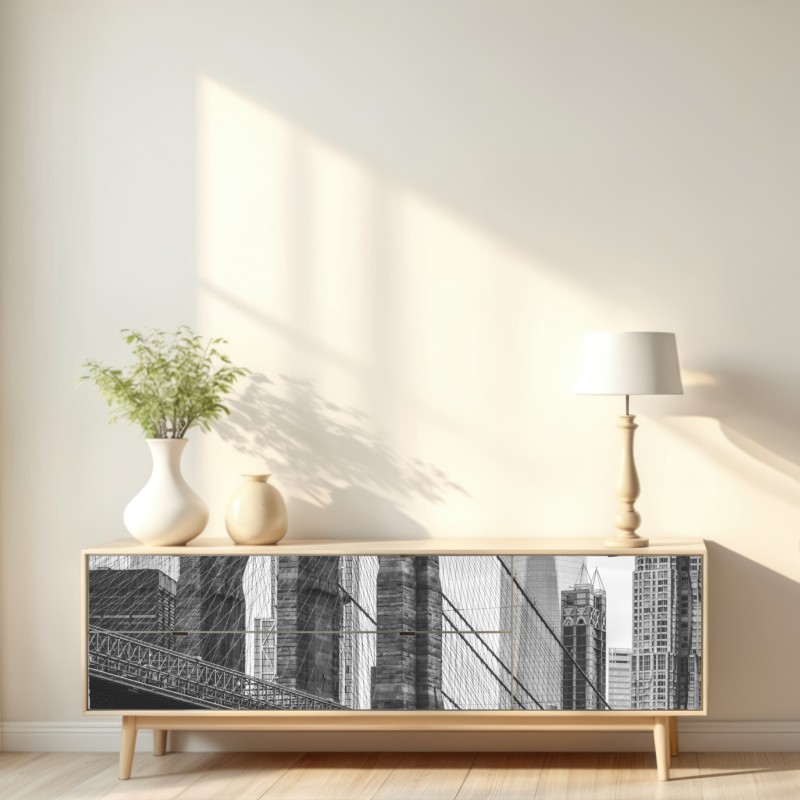Naklejka repozycjonowalna most brooklyński w czerni i bieli – Wallissimo® Naklejka repozycjonowalna most brooklyński w czerni i bieli – Wallissimo®