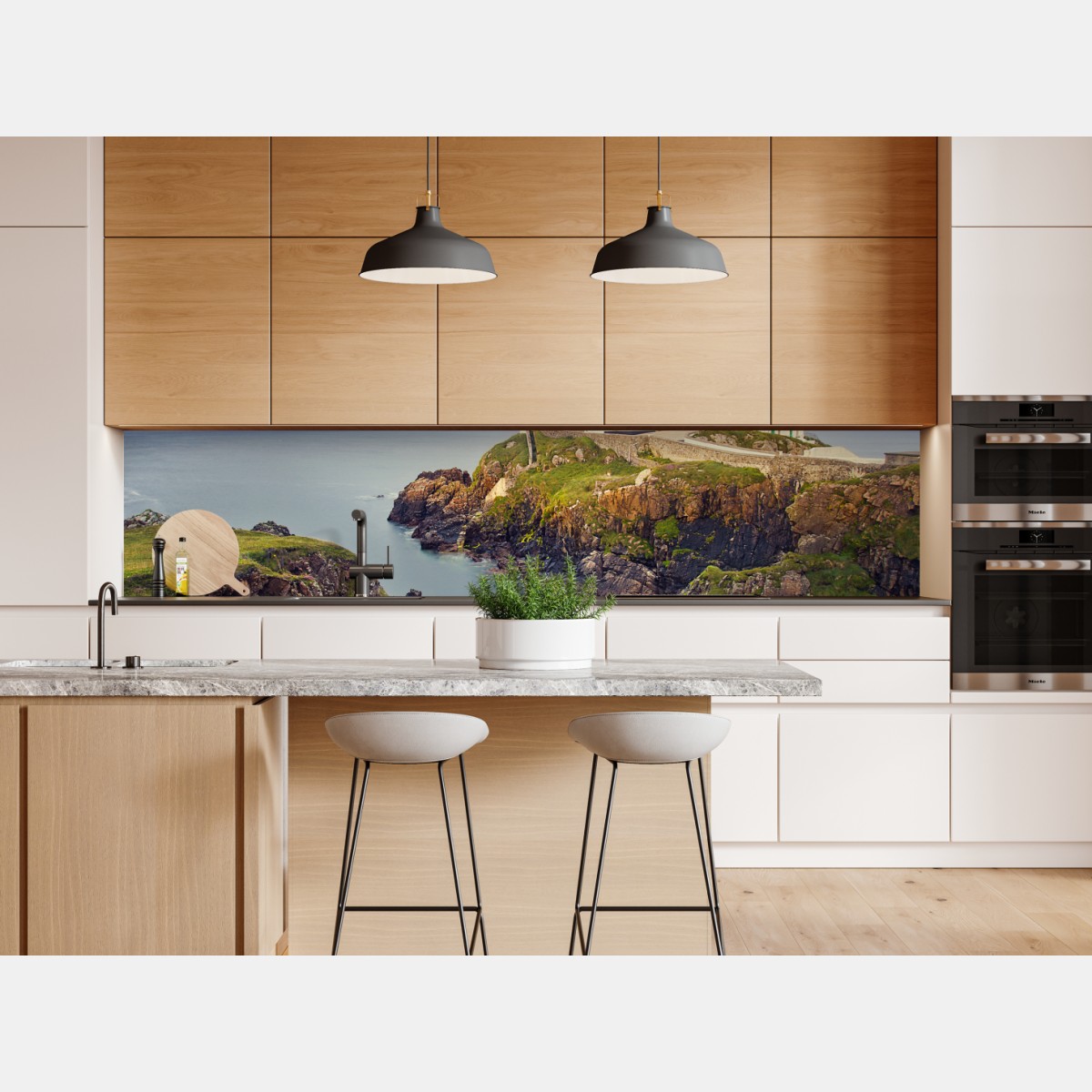 Naklejka repozycjonowalna fioletowa latarnia nad skalistym wybrzeżem – Wallissimo® Naklejka repozycjonowalna fioletowa latarnia nad skalistym wybrzeżem – Wallissimo®