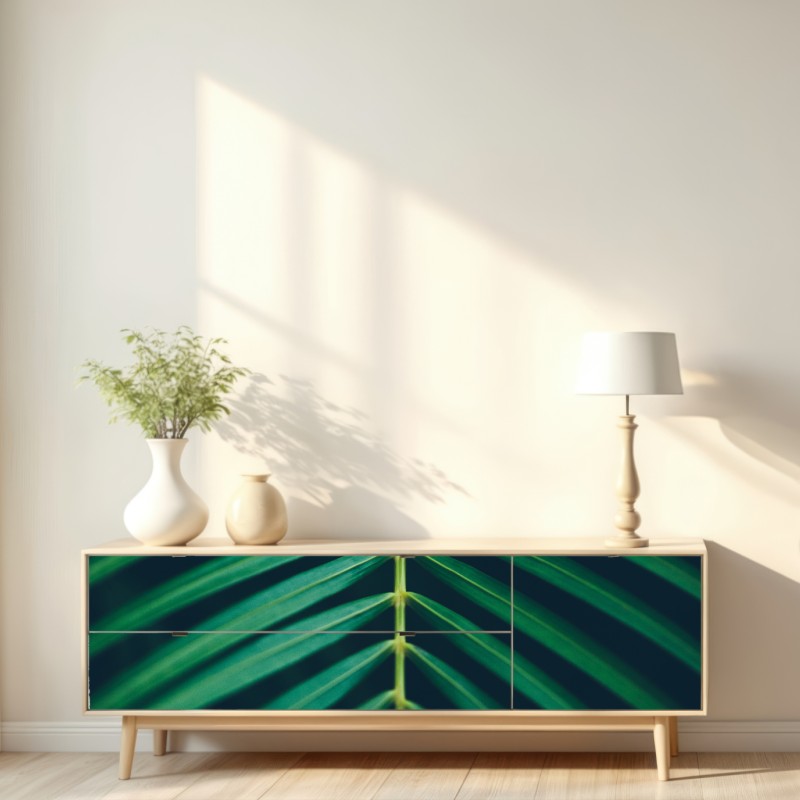 Naklejka repozycjonowalna pionowy liść palmy z bliska – Wallissimo® Naklejka repozycjonowalna pionowy liść palmy z bliska – Wallissimo®