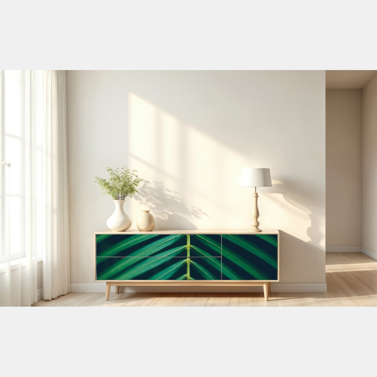 Naklejka repozycjonowalna pionowy liść palmy z bliska – Wallissimo® Naklejka repozycjonowalna pionowy liść palmy z bliska – Wallissimo®