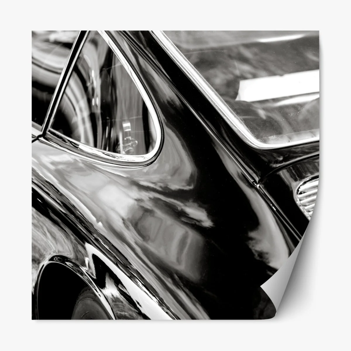 Naklejka repozycjonowalna zabytkowy tył samochodu w czerni i bieli – Wallissimo® Naklejka repozycjonowalna zabytkowy tył samochodu w czerni i bieli – Wallissimo®