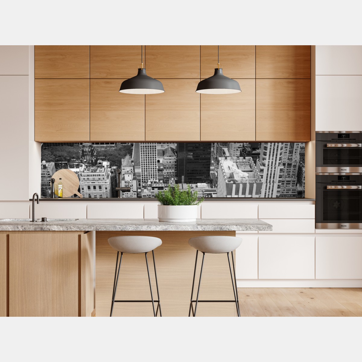 Naklejka repozycjonowalna czarno-biała panorama miasta – Wallissimo® Naklejka repozycjonowalna czarno-biała panorama miasta – Wallissimo®