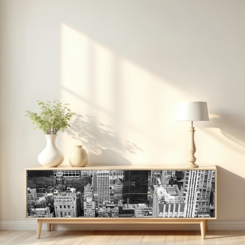 Naklejka repozycjonowalna czarno-biała panorama miasta – Wallissimo® Naklejka repozycjonowalna czarno-biała panorama miasta – Wallissimo®