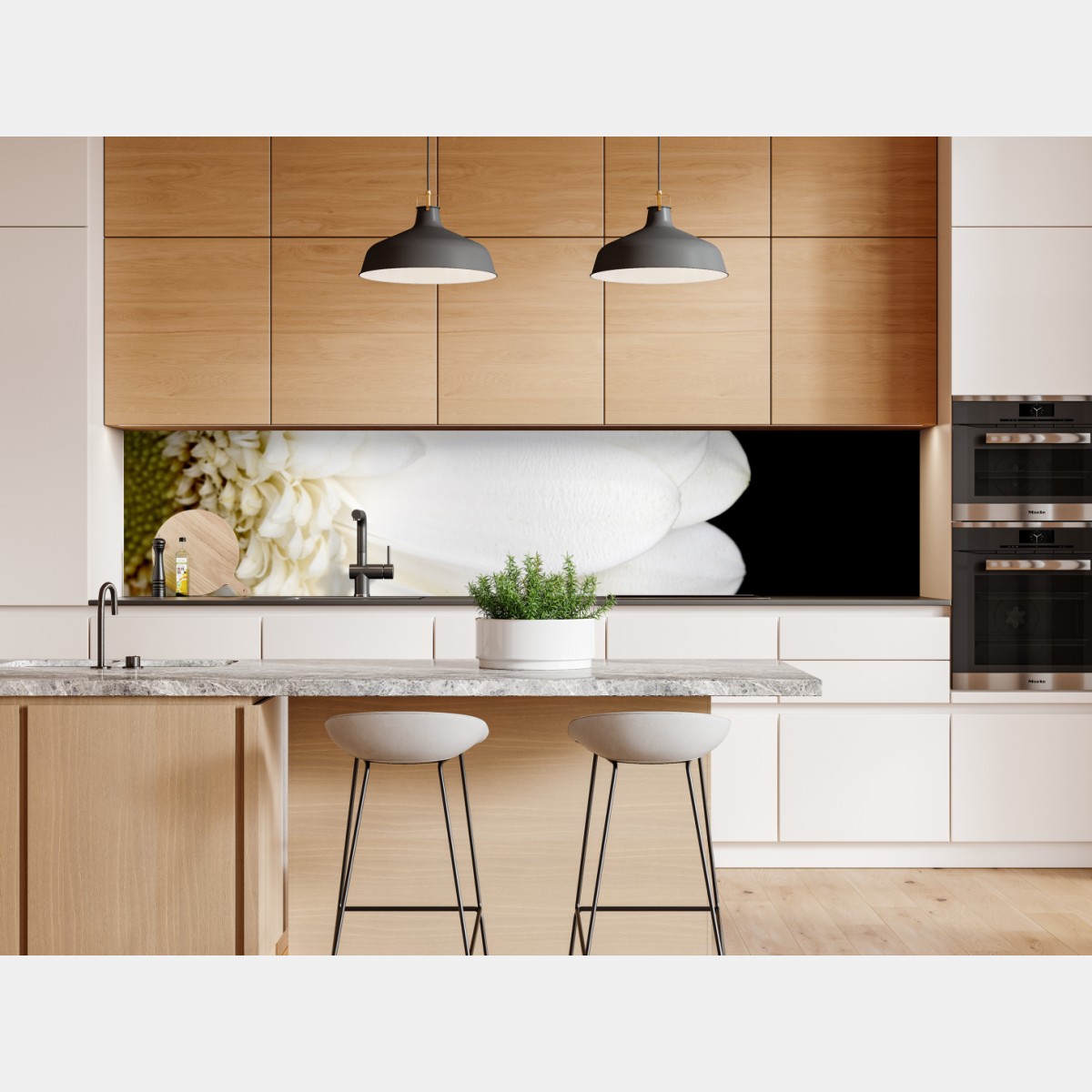 Naklejka repozycjonowalna biała gerbera na czarnym tle minimalistyczne zbliżenie – Wallissimo® Naklejka repozycjonowalna biała gerbera na czarnym tle minimalistyczne zbliżenie – Wallissimo®