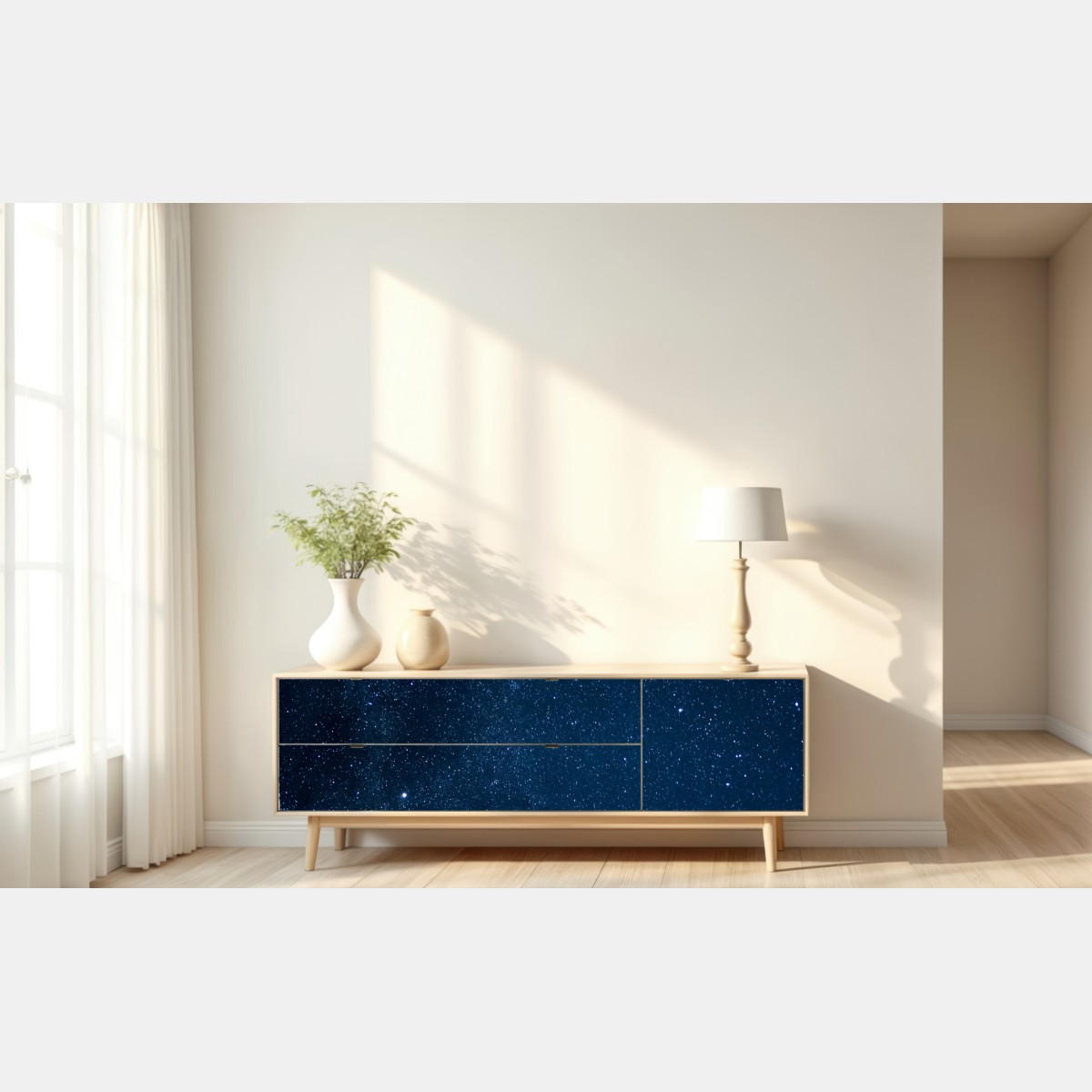 Naklejka repozycjonowalna głębokie niebieskie gwiaździste niebo – Wallissimo® Naklejka repozycjonowalna głębokie niebieskie gwiaździste niebo – Wallissimo®