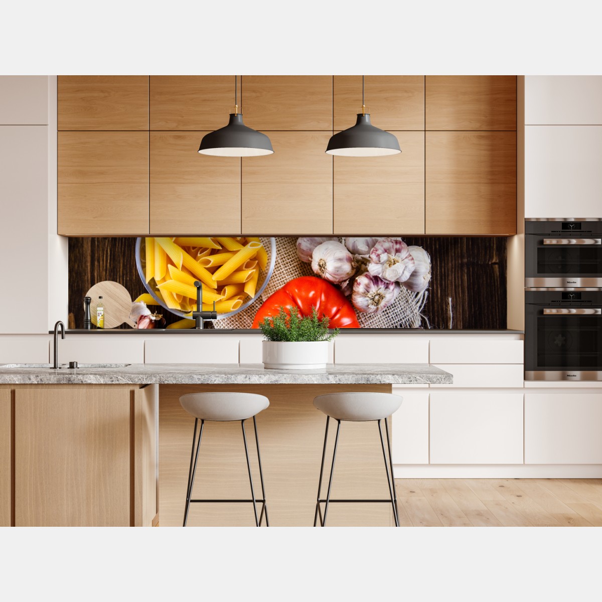 Naklejka repozycjonowalna rustykalne włoskie składniki do makaronu – Wallissimo® Naklejka repozycjonowalna rustykalne włoskie składniki do makaronu – Wallissimo®