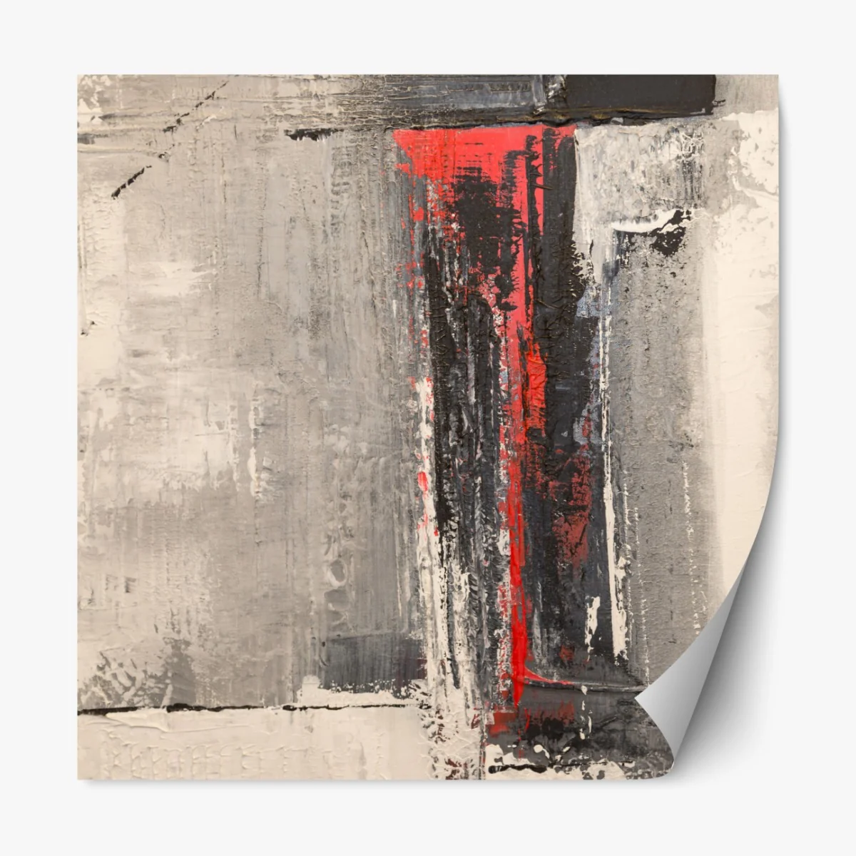 Naklejka repozycjonowalna teksturalna abstrakcja z czerwonym akcentem – Wallissimo® Naklejka repozycjonowalna teksturalna abstrakcja z czerwonym akcentem – Wallissimo®
