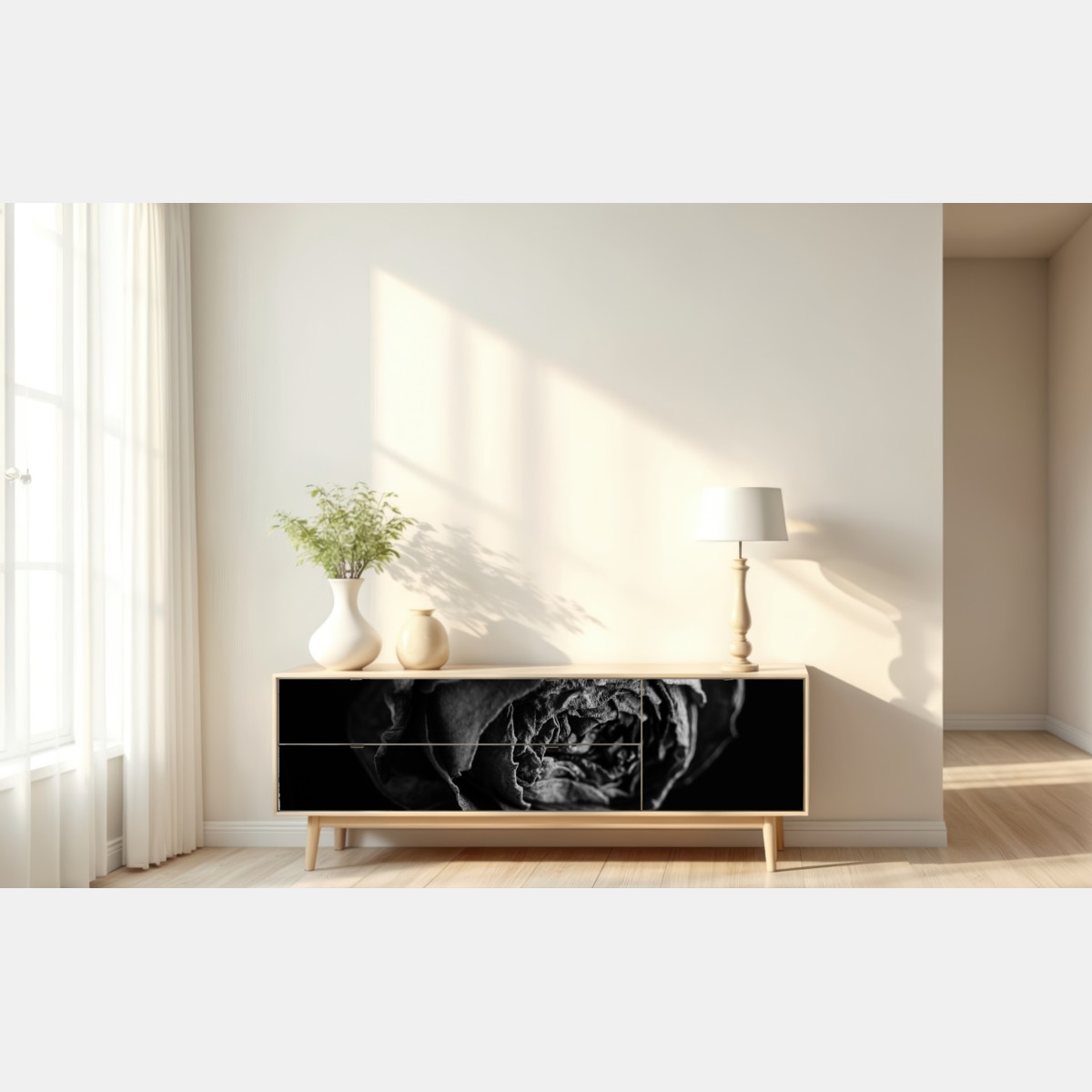 Naklejka repozycjonowalna monochromatyczna suszona róża – Wallissimo® Naklejka repozycjonowalna monochromatyczna suszona róża – Wallissimo®