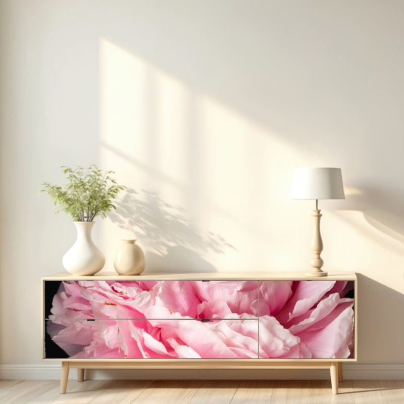 Naklejka repozycjonowalna delikatna różowa piwonia zbliżenie – Wallissimo® Naklejka repozycjonowalna delikatna różowa piwonia zbliżenie – Wallissimo®