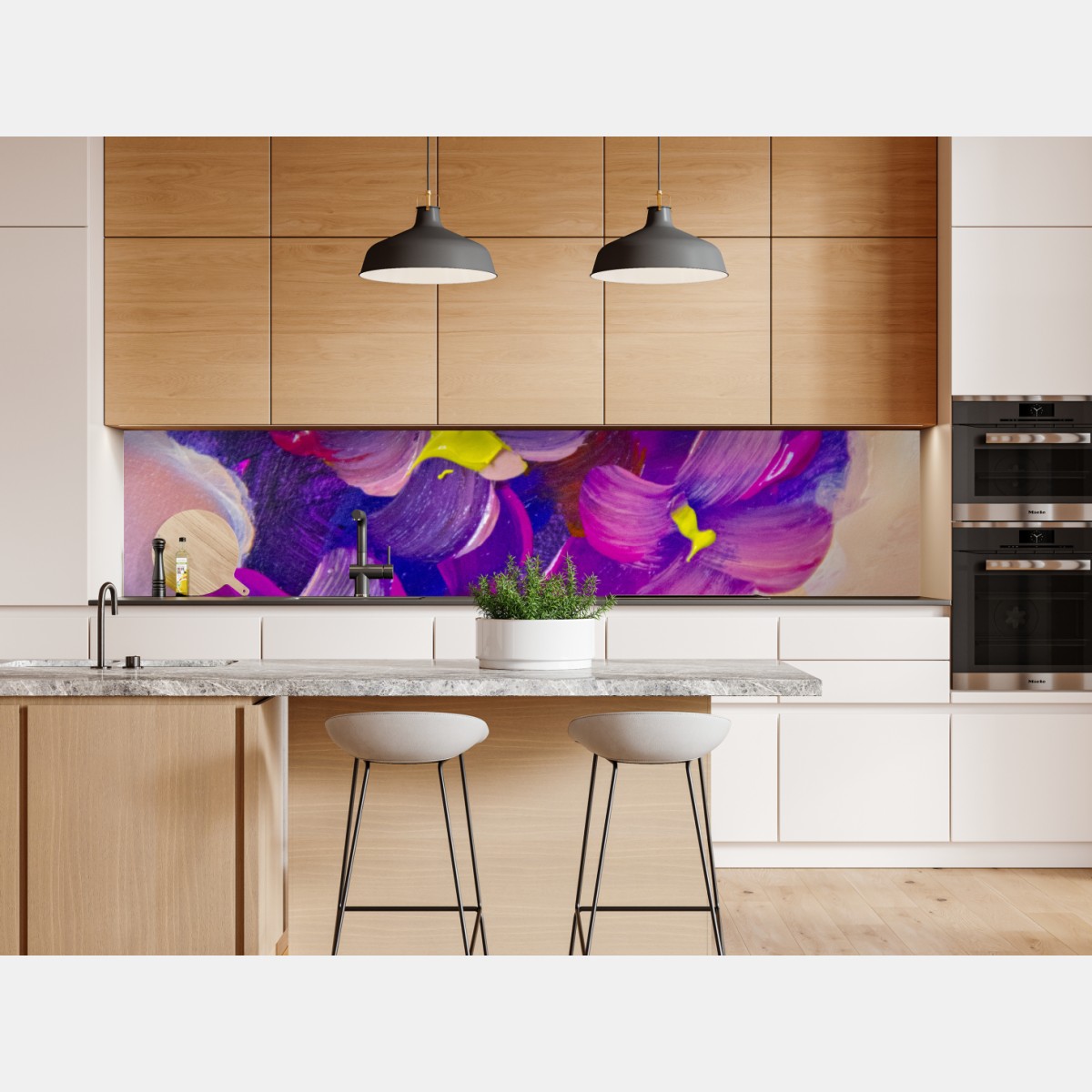 Naklejka repozycjonowalna wibrujący fioletowy bukiet kwiatów – Wallissimo® Naklejka repozycjonowalna wibrujący fioletowy bukiet kwiatów – Wallissimo®