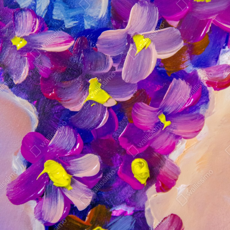 Naklejka repozycjonowalna wibrujący fioletowy bukiet kwiatów – Wallissimo® Naklejka repozycjonowalna wibrujący fioletowy bukiet kwiatów – Wallissimo®