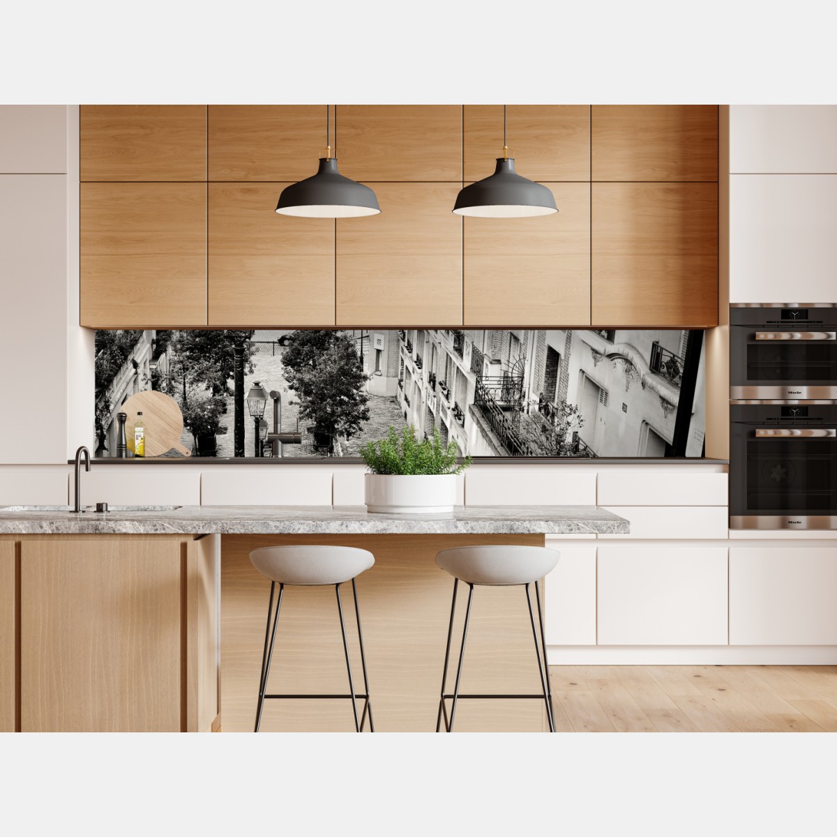 Naklejka repozycjonowalna paryskie schody w monochromie – Wallissimo® Naklejka repozycjonowalna paryskie schody w monochromie – Wallissimo®