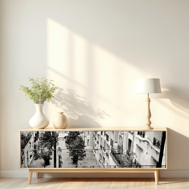 Naklejka repozycjonowalna paryskie schody w monochromie – Wallissimo® Naklejka repozycjonowalna paryskie schody w monochromie – Wallissimo®