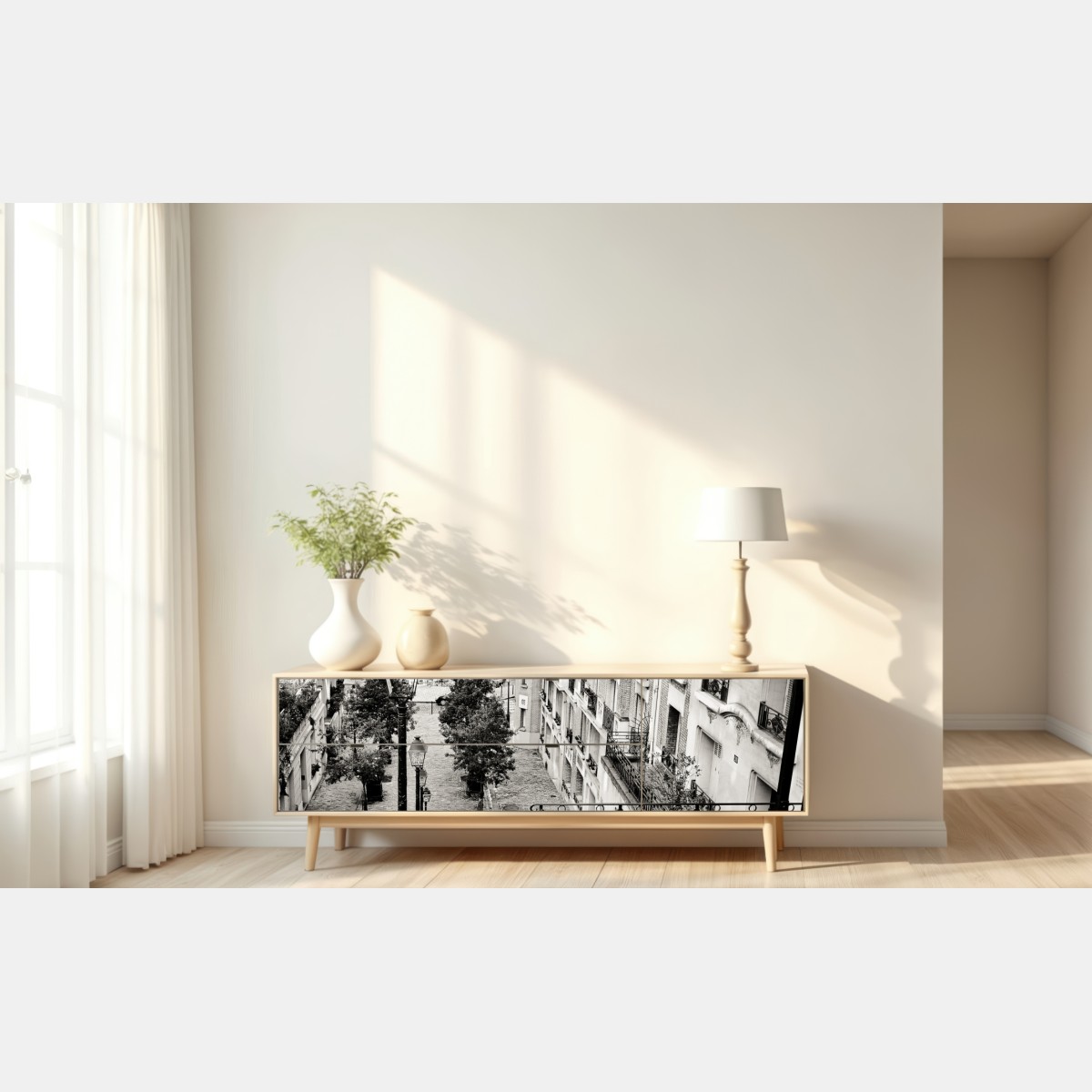 Naklejka repozycjonowalna paryskie schody w monochromie – Wallissimo® Naklejka repozycjonowalna paryskie schody w monochromie – Wallissimo®