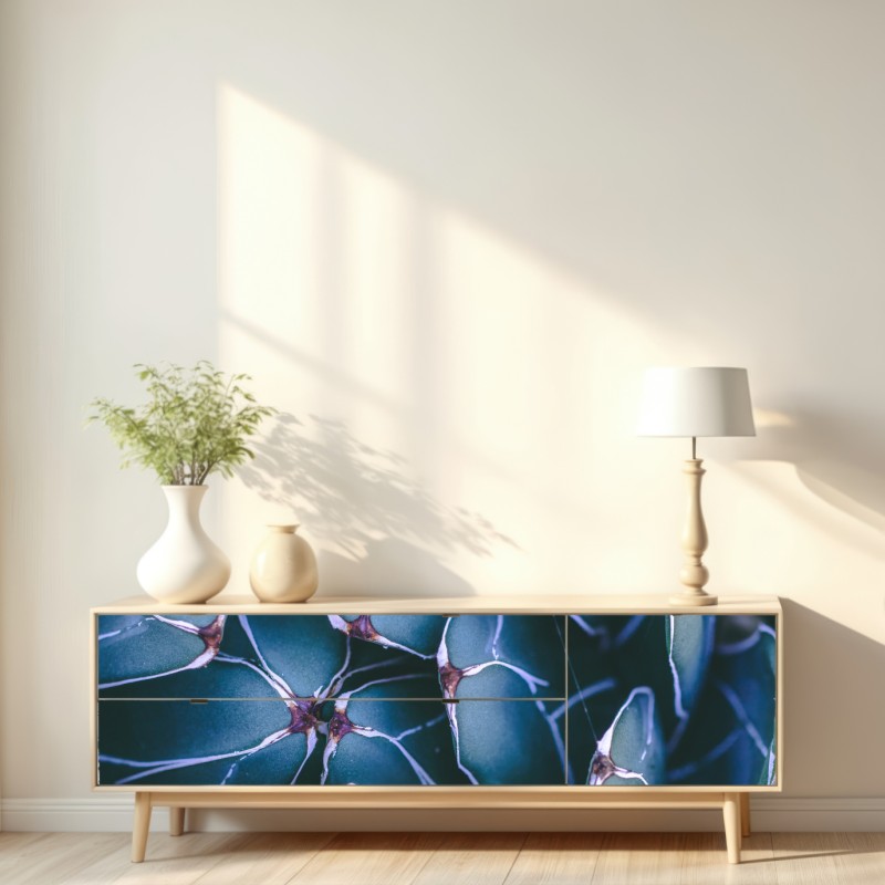 Naklejka repozycjonowalna geometryczne zbliżenie sukulenta w turkusie – Wallissimo® Naklejka repozycjonowalna geometryczne zbliżenie sukulenta w turkusie – Wallissimo®