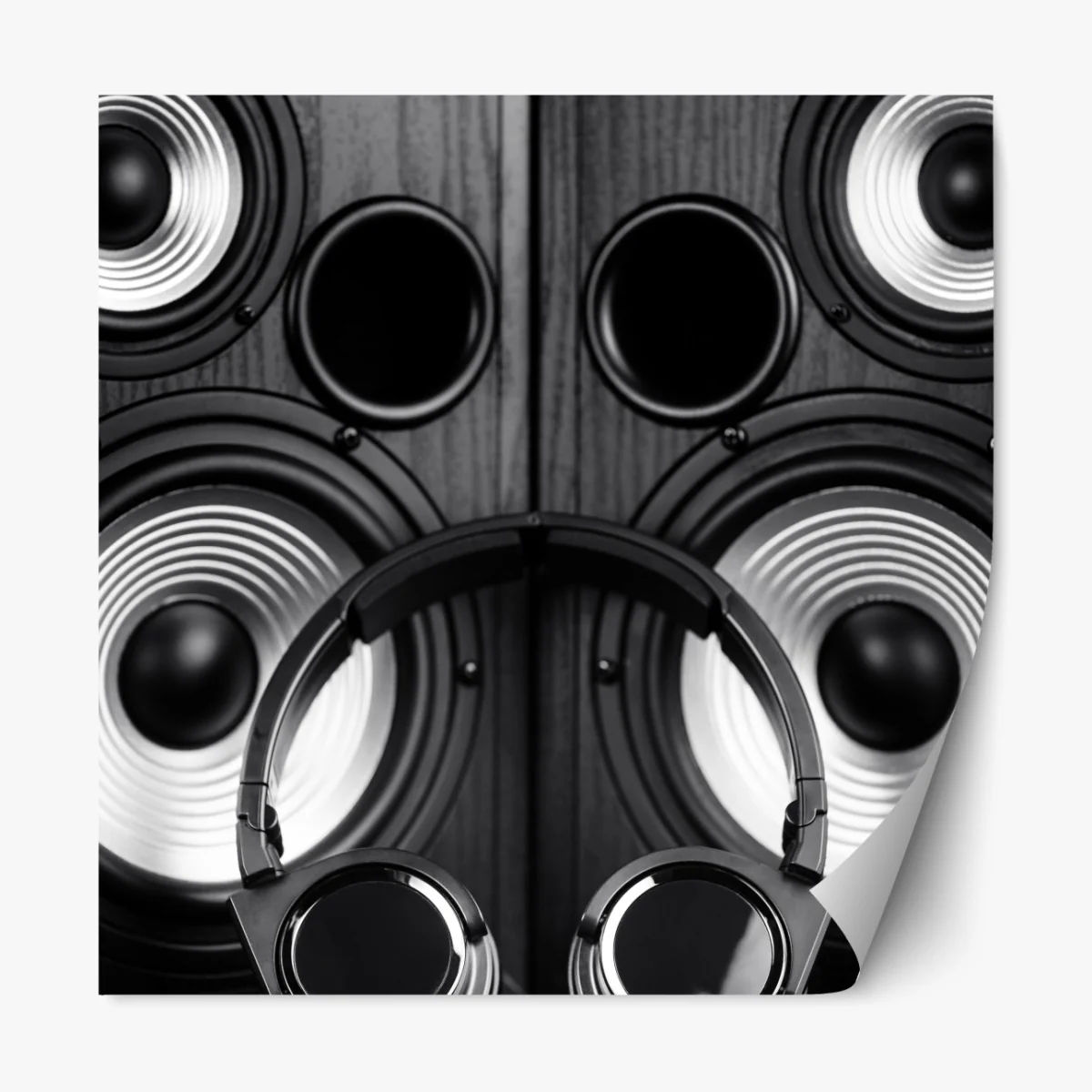 Naklejka repozycjonowalna monochromatyczne ujęcie audio ze słuchawkami i głośnikami – Wallissimo® Naklejka repozycjonowalna monochromatyczne ujęcie audio ze słuchawkami i głośnikami – Wallissimo®