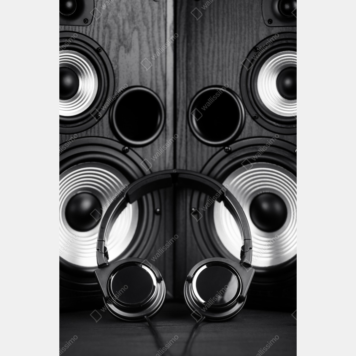 Naklejka repozycjonowalna monochromatyczne ujęcie audio ze słuchawkami i głośnikami – Wallissimo® Naklejka repozycjonowalna monochromatyczne ujęcie audio ze słuchawkami i głośnikami – Wallissimo®