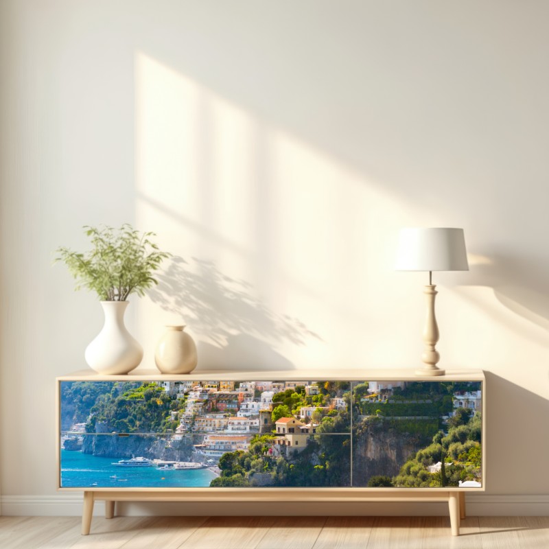 Naklejka repozycjonowalna Positano nadmorski krajobraz z klifu – Wallissimo® Naklejka repozycjonowalna Positano nadmorski krajobraz z klifu – Wallissimo®