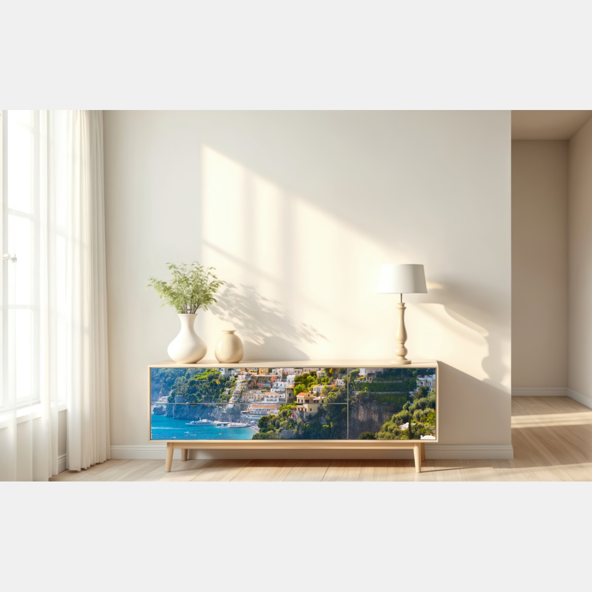 Naklejka repozycjonowalna Positano nadmorski krajobraz z klifu – Wallissimo® Naklejka repozycjonowalna Positano nadmorski krajobraz z klifu – Wallissimo®