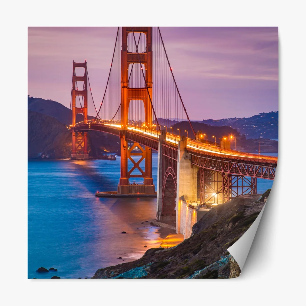 Naklejka repozycjonowalna most Golden Gate o zmierzchu, San Francisco – Wallissimo® Naklejka repozycjonowalna most Golden Gate o zmierzchu, San Francisco – Wallissimo®