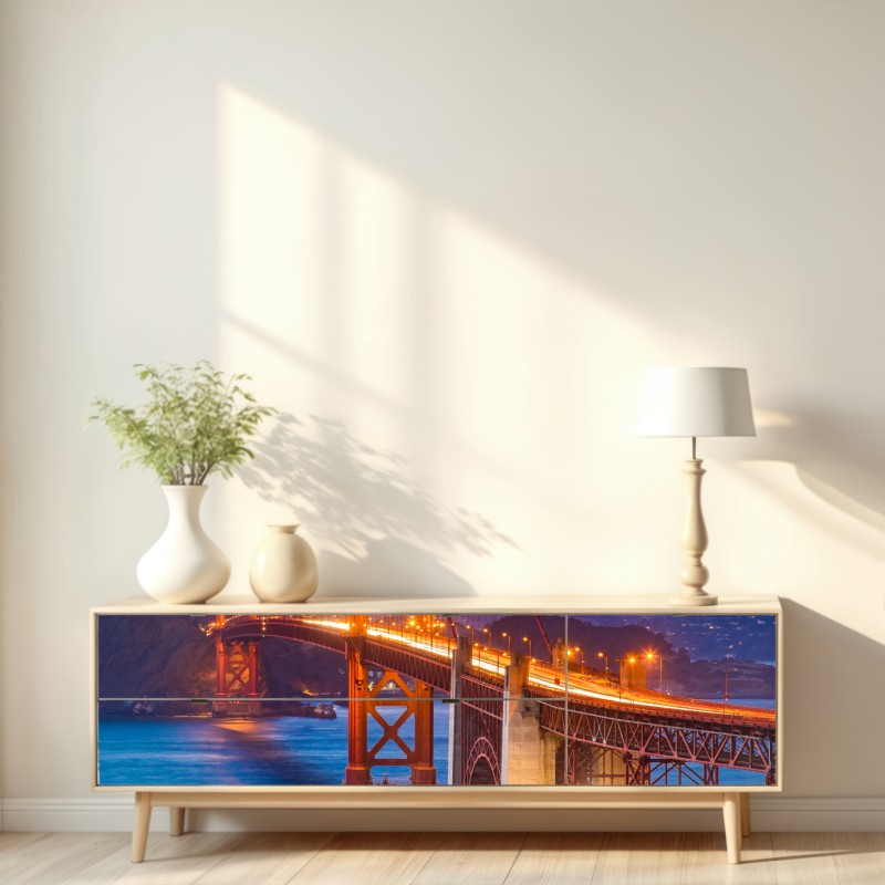 Naklejka repozycjonowalna most Golden Gate o zmierzchu, San Francisco – Wallissimo® Naklejka repozycjonowalna most Golden Gate o zmierzchu, San Francisco – Wallissimo®