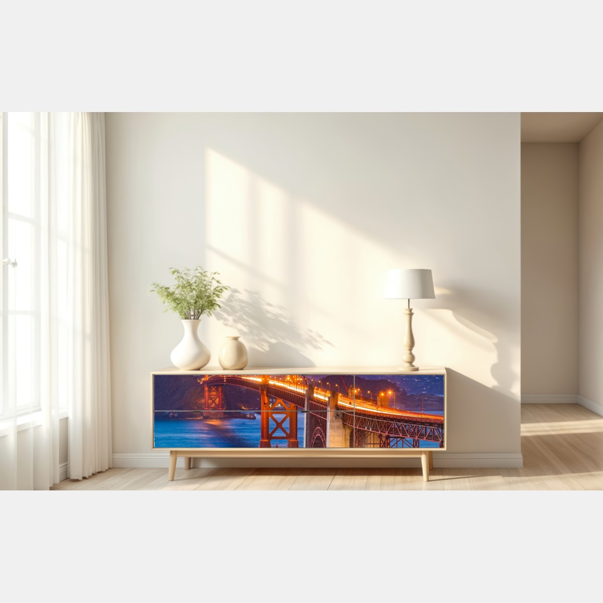 Naklejka repozycjonowalna most Golden Gate o zmierzchu, San Francisco – Wallissimo® Naklejka repozycjonowalna most Golden Gate o zmierzchu, San Francisco – Wallissimo®