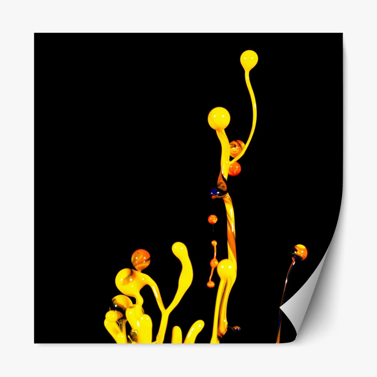 Naklejka repozycjonowalna intensywny żółty rozbryzg farby na czarnym tle – Wallissimo® Naklejka repozycjonowalna intensywny żółty rozbryzg farby na czarnym tle – Wallissimo®