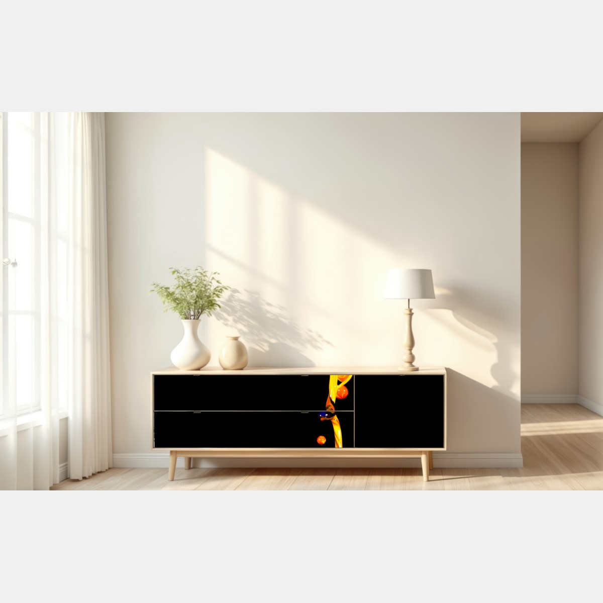 Naklejka repozycjonowalna intensywny żółty rozbryzg farby na czarnym tle – Wallissimo® Naklejka repozycjonowalna intensywny żółty rozbryzg farby na czarnym tle – Wallissimo®