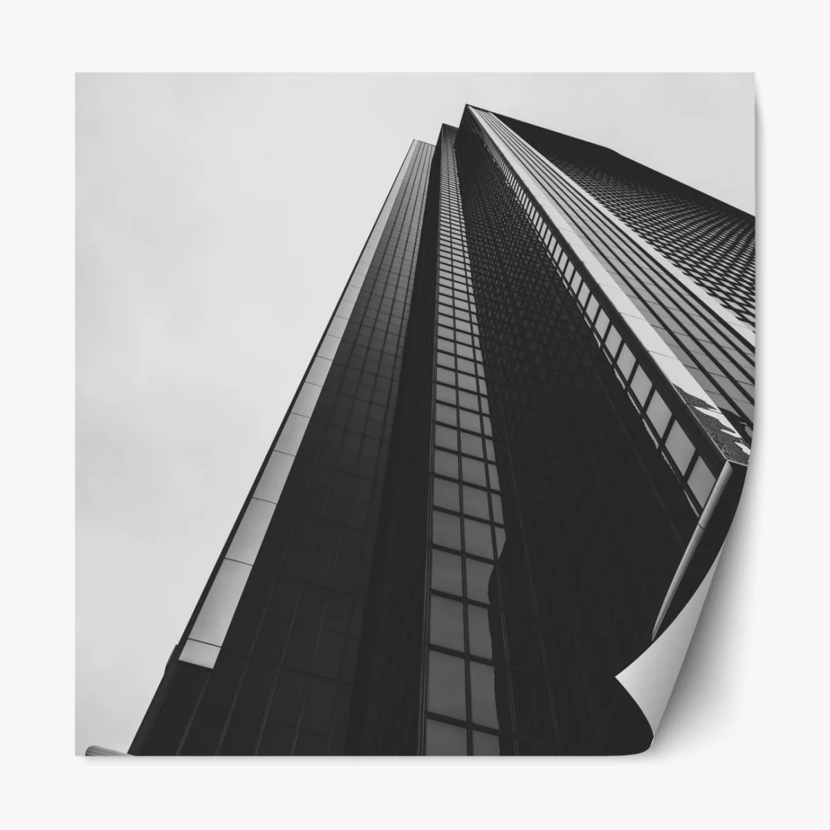 Naklejka repozycjonowalna monochromatyczny wieżowiec w perspektywie – Wallissimo® Naklejka repozycjonowalna monochromatyczny wieżowiec w perspektywie – Wallissimo®