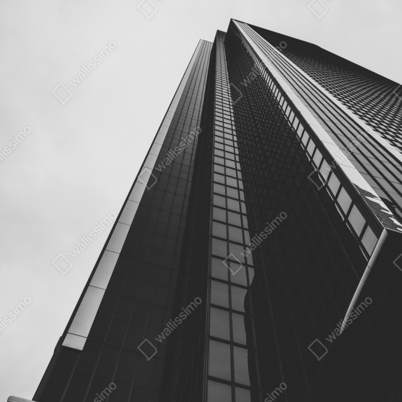 Naklejka repozycjonowalna monochromatyczny wieżowiec w perspektywie – Wallissimo® Naklejka repozycjonowalna monochromatyczny wieżowiec w perspektywie – Wallissimo®