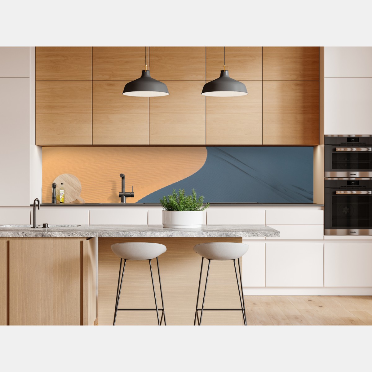 Naklejka repozycjonowalna złote krzywizny wydm – Wallissimo® Naklejka repozycjonowalna złote krzywizny wydm – Wallissimo®