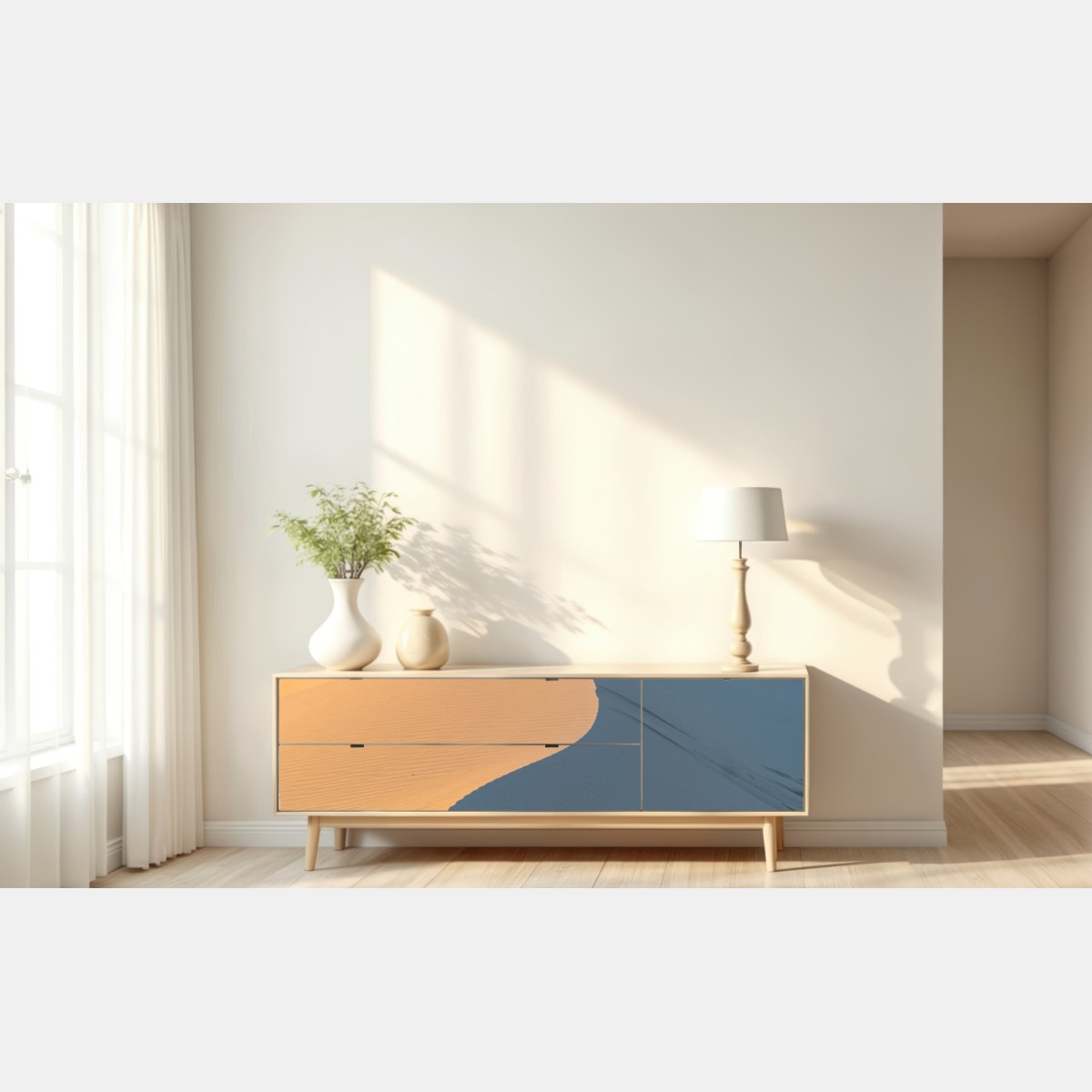 Naklejka repozycjonowalna złote krzywizny wydm – Wallissimo® Naklejka repozycjonowalna złote krzywizny wydm – Wallissimo®